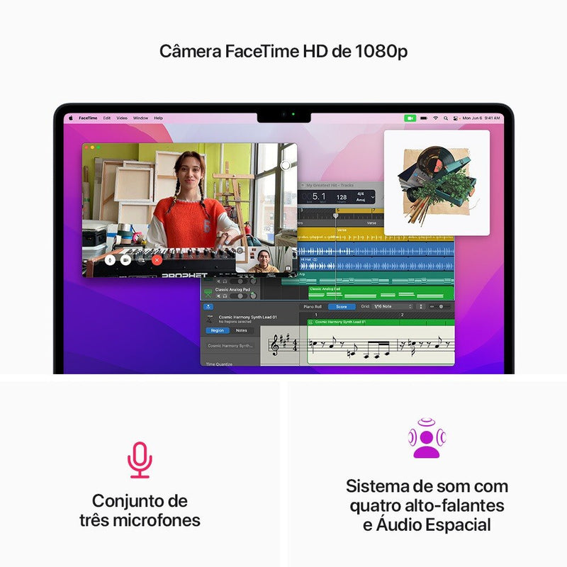 Apple MacBook Air 13", M2, CPU de 8 núcleos, GPU de 8 núcleos, 256GB SSD- Cinza-espacial