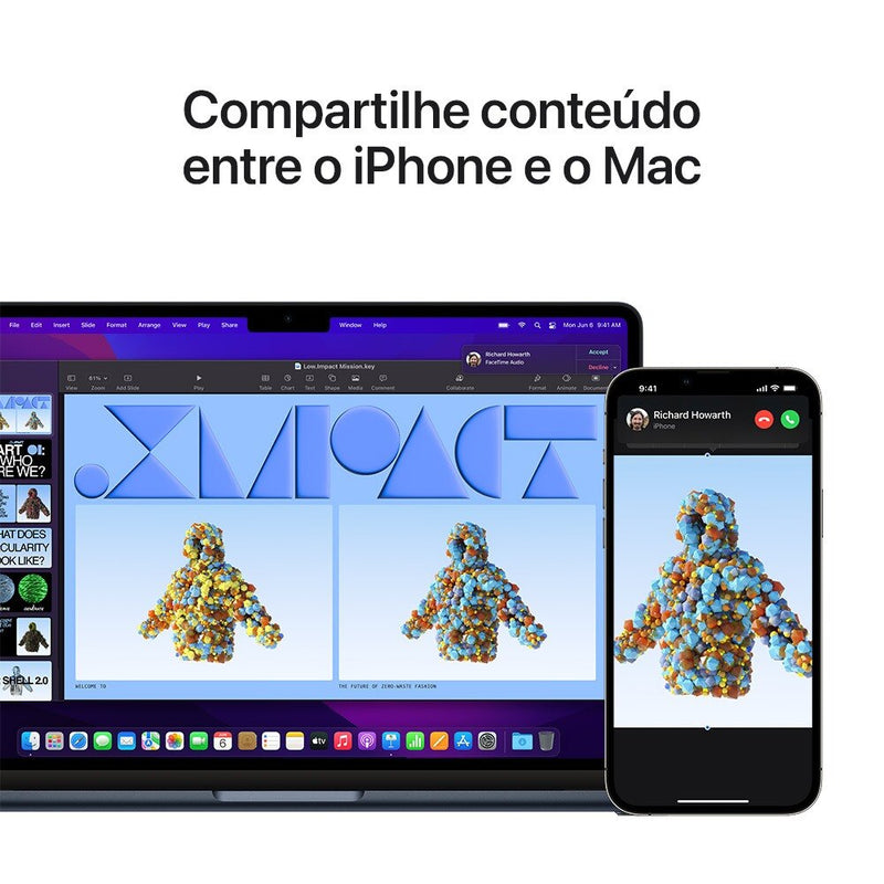 Apple MacBook Air 13", M2, CPU de 8 núcleos, GPU de 8 núcleos, 256GB SSD- Cinza-espacial